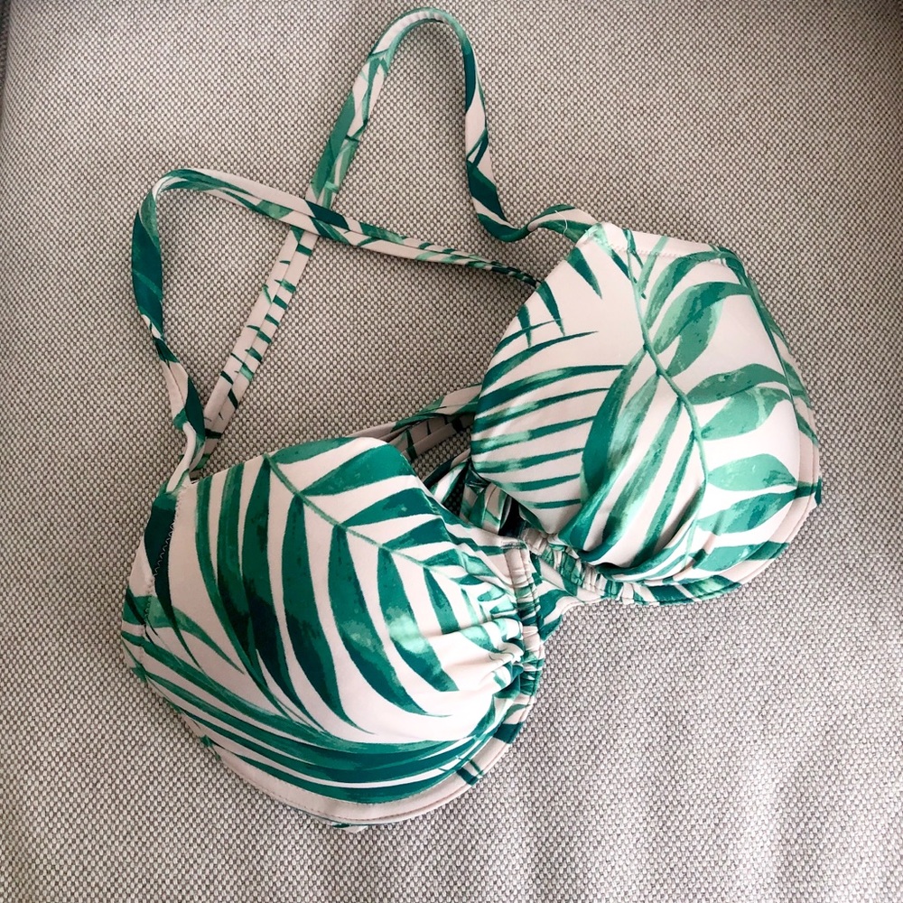 aerie Lightly Lined Palm Leaf Underwire Bikini Top